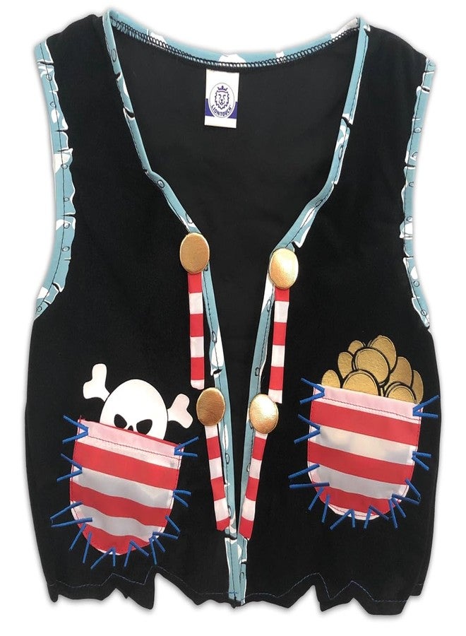 Liontouch - Pirate Vest - Captain Red Stripe | Age 3-8 Years - One Size Fits All | Pretend Play For Toddler Boys with Skull Motive | Dress Up, Fancy Dresses & Costumes For Kids Sailing the Caribbeans - Image 1